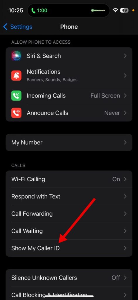 Hide the Caller ID on an IPhone