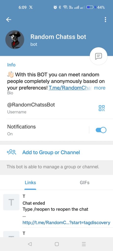 Strangers Chatbots on Telegram